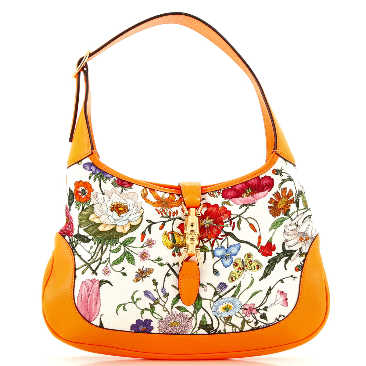 Gucci GUCCI Jackie Hobo Flora Canvas with Leather Medium