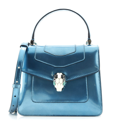 BVLGARI Serpenti Forever Square Shoulder Bag Metallic Leather Small