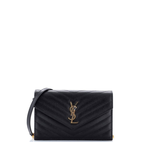 Classic Monogram Wallet on Chain Matelasse Chevron Leather Small