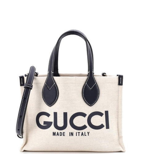 GUCCI Logo Shopper Tote Printed Canvas Small