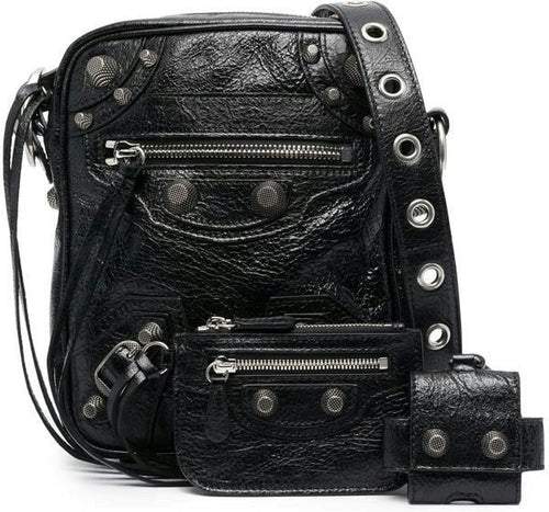 Men's Le Cagole Leather Crossbody Bag in Black | Size UNI | 719065210KR1000