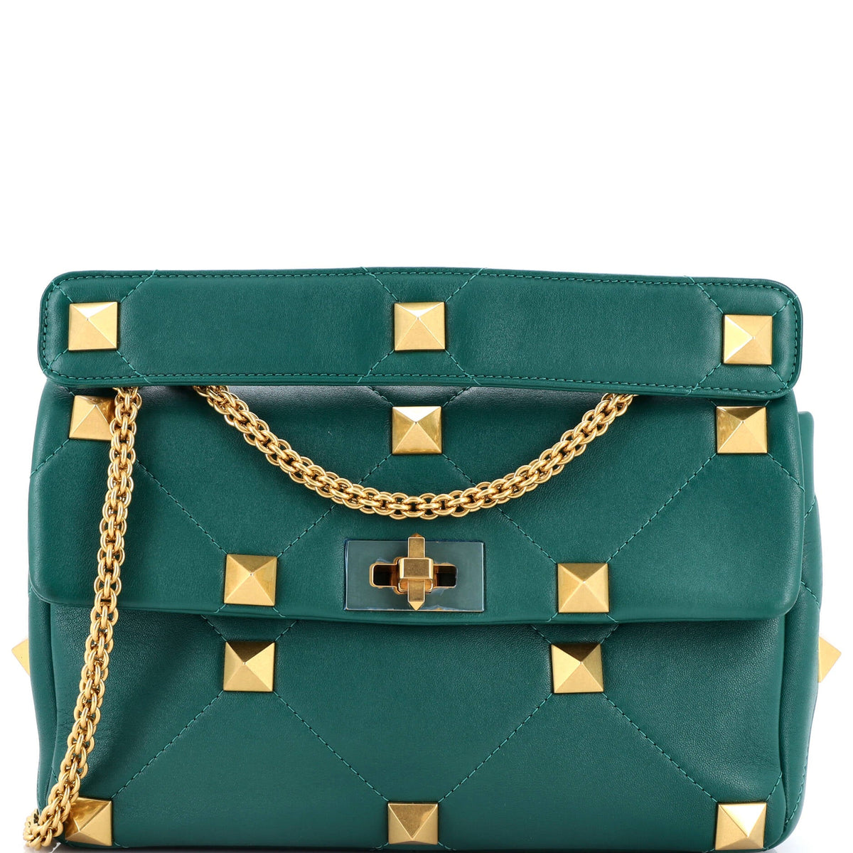 Valentino VALENTINO GARAVANI Roman Stud Flap Bag Quilted Leather Large