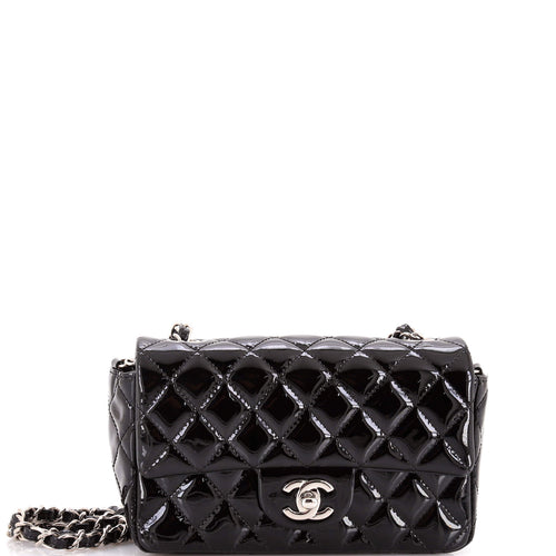 CHANEL Classic Single Flap Bag Quilted Patent Mini