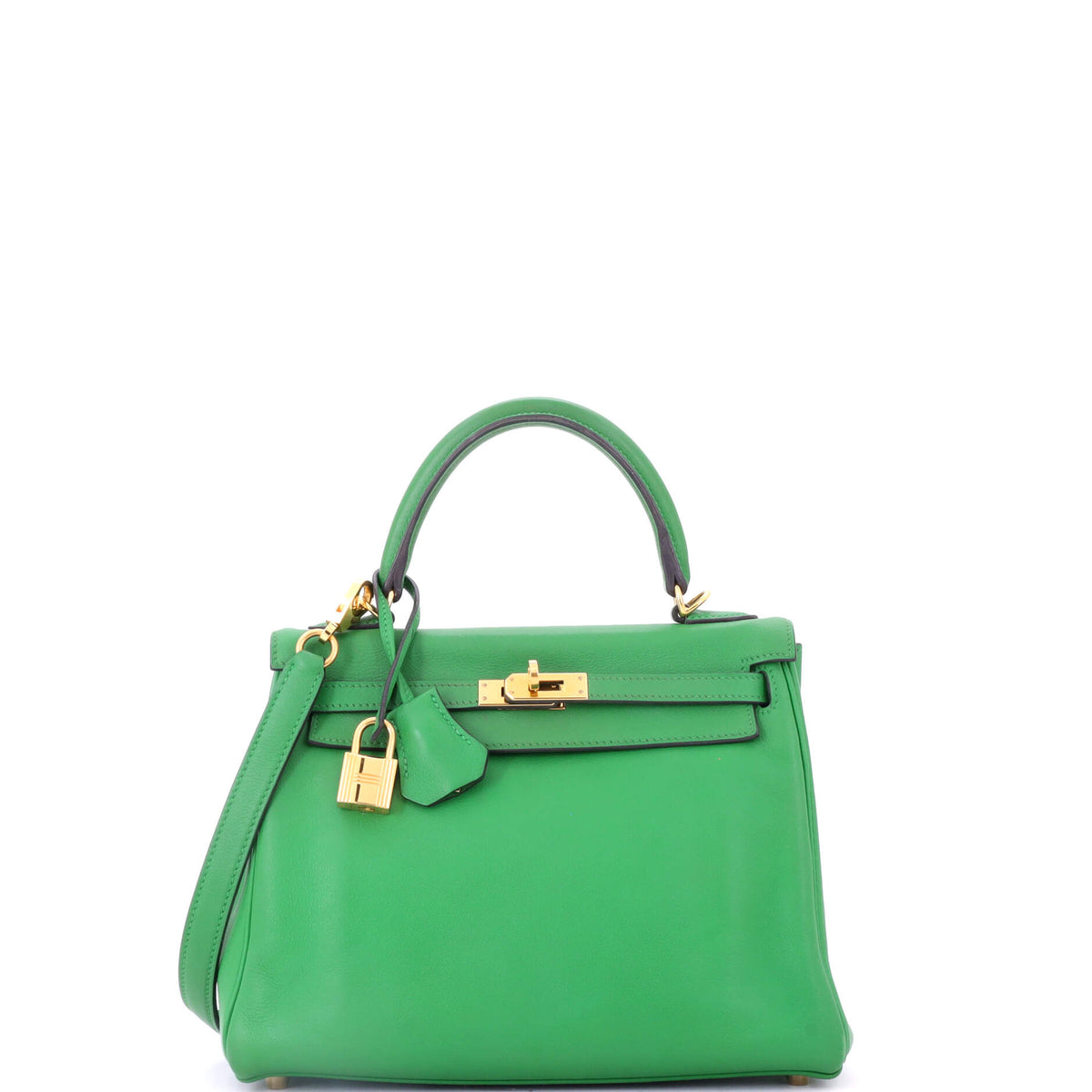 Herm?s Kelly Handbag Bamboo Swift with Gold Hardware 25