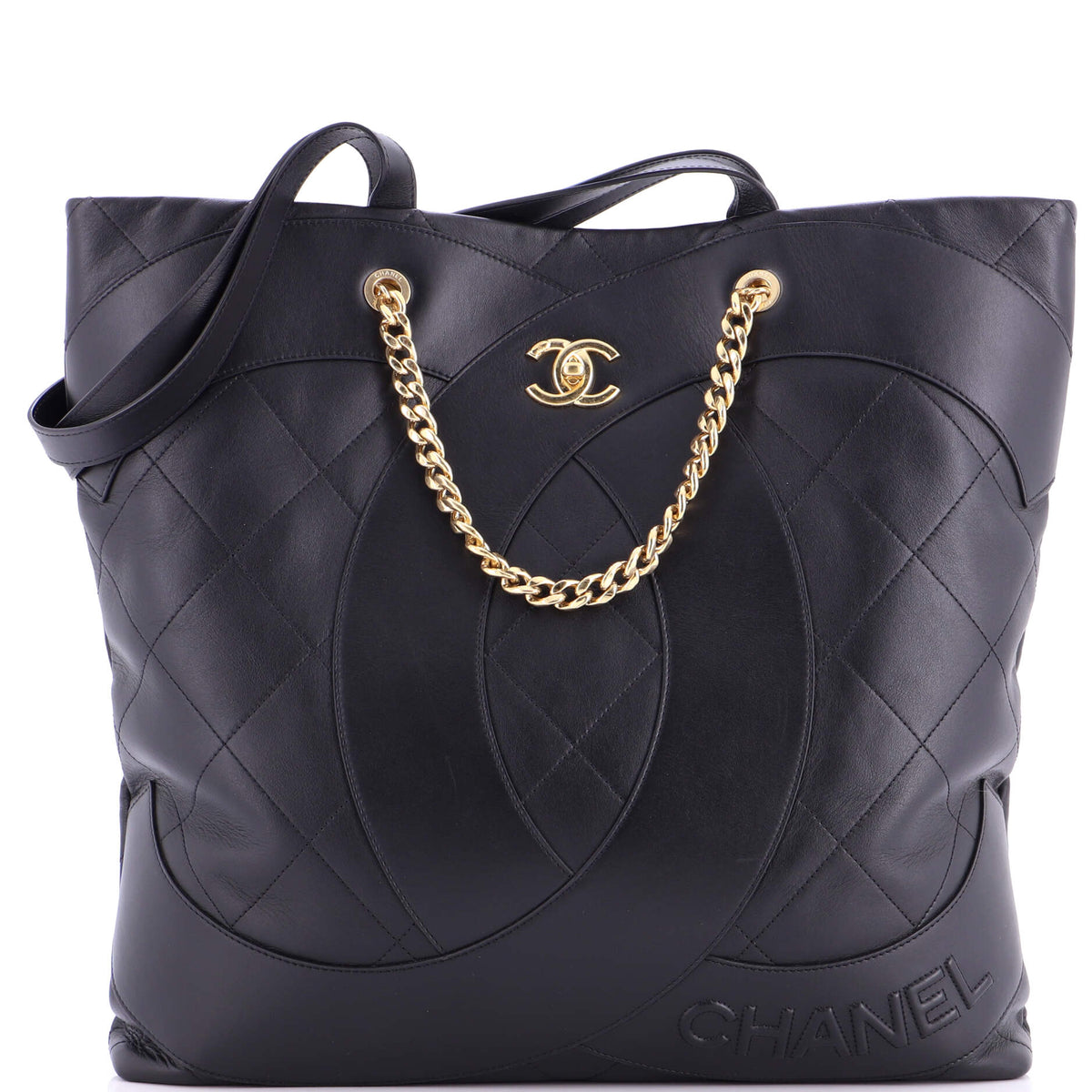 Chanel CHANEL Club Monaco Shopping Tote Quilted Lambskin Large