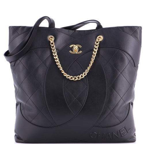 CHANEL Club Monaco Shopping Tote Quilted Lambskin Large
