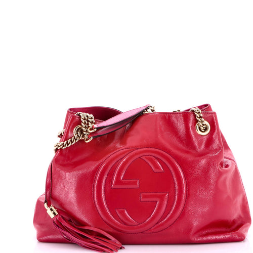 GUCCI Soho Chain Strap Shoulder Bag Patent Medium