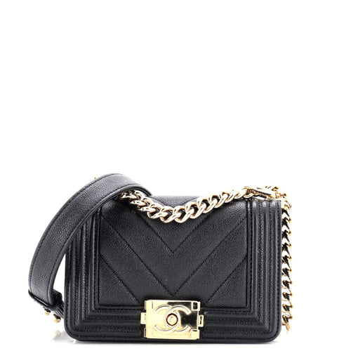 CHANEL Boy Flap Bag Chevron Caviar Mini