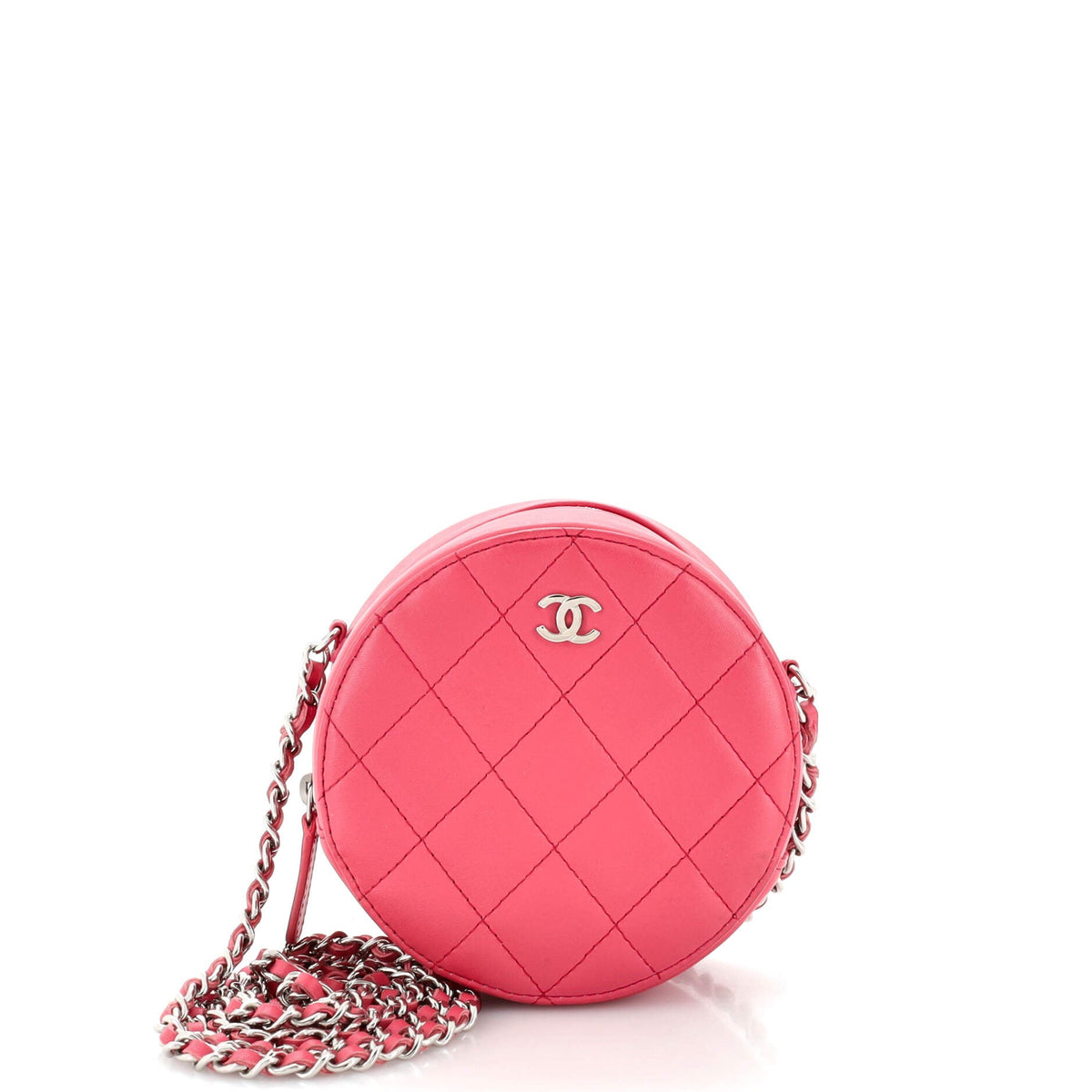 Chanel CHANEL Round Clutch with Chain Quilted Lambskin Mini