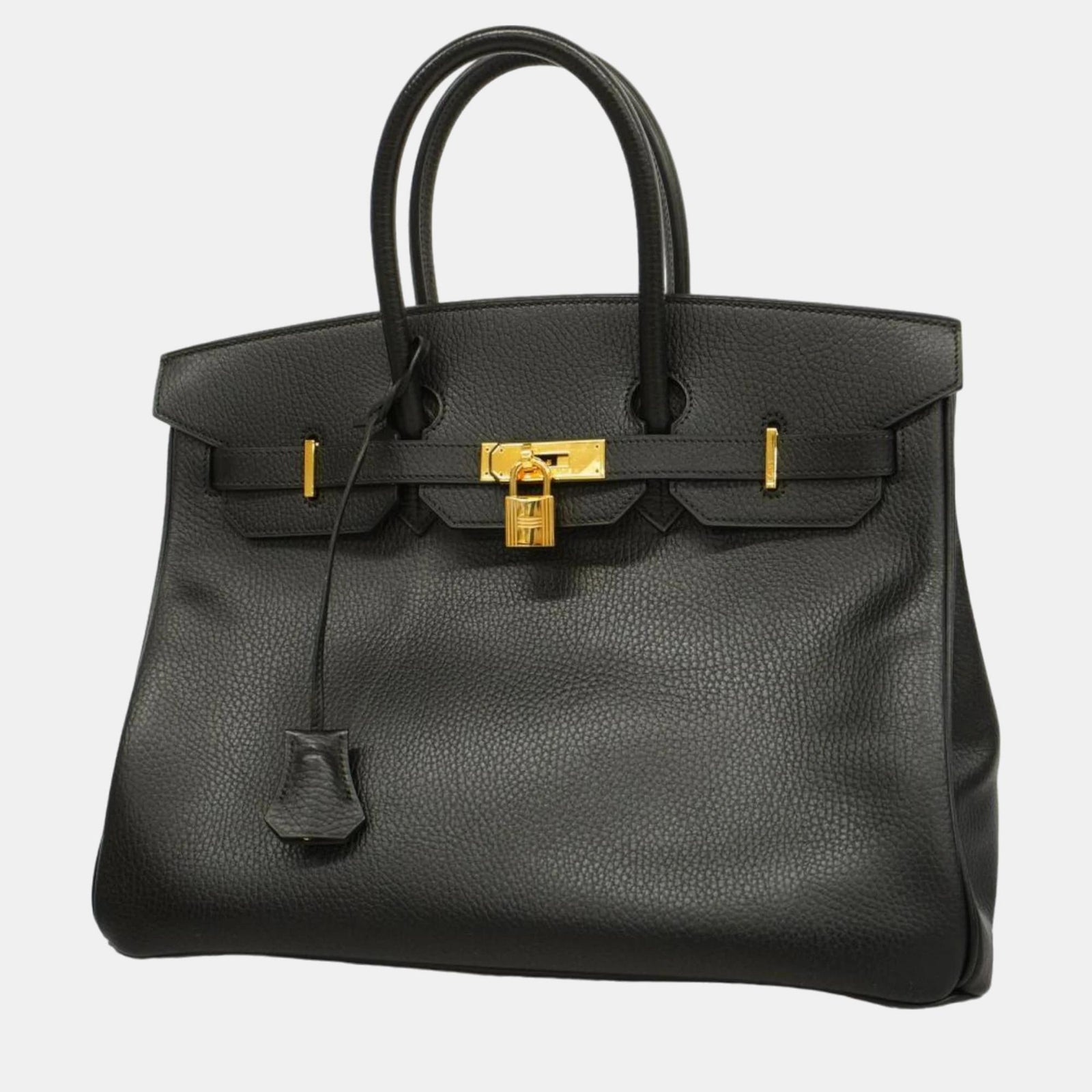 Herm?s Sac à main pour femme gravé Birkin 35 D noir Ardennes