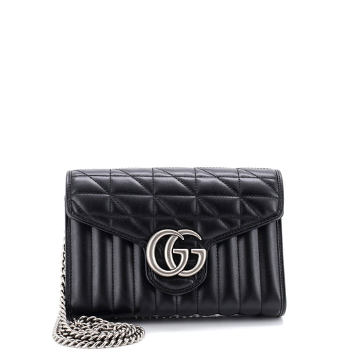 GUCCI GG Marmont Chain Wallet Mixed Matelasse Leather Mini