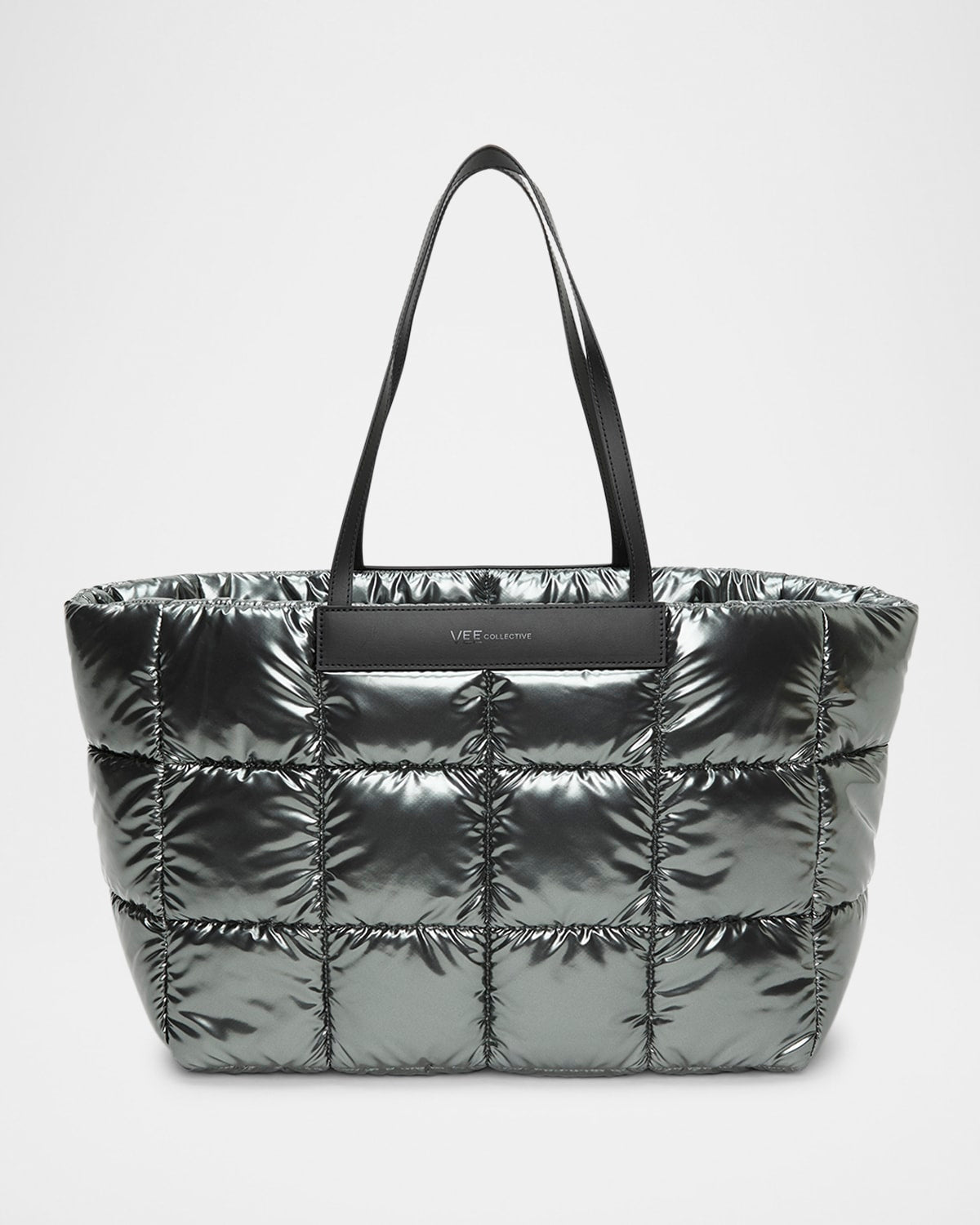 Veecollective Porter Marche Quilted Shiny Nylon Tote Bag