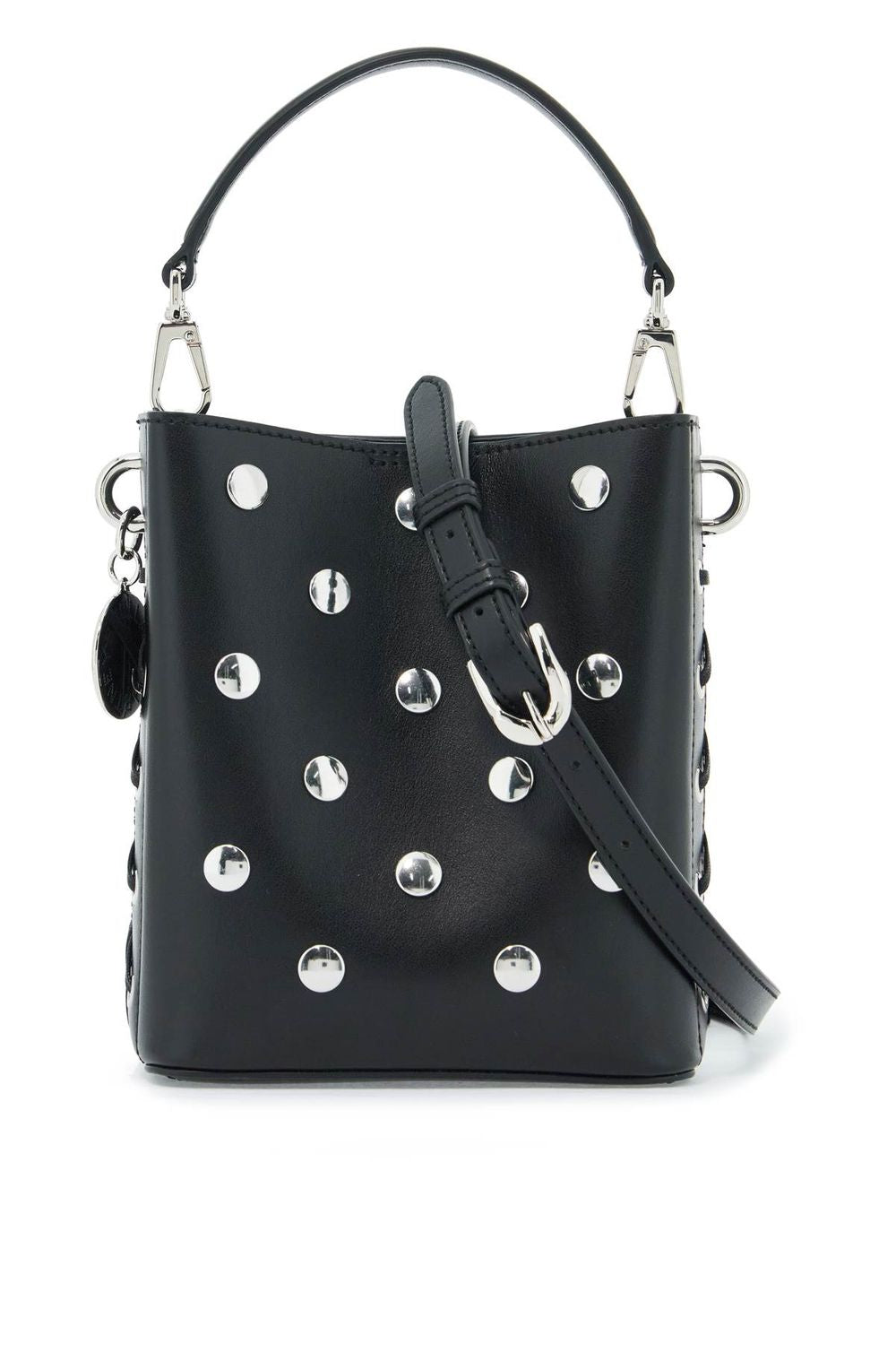 Women's Mini Bucket Bag Frayme With Studs in Nero | 7B0093WP0468