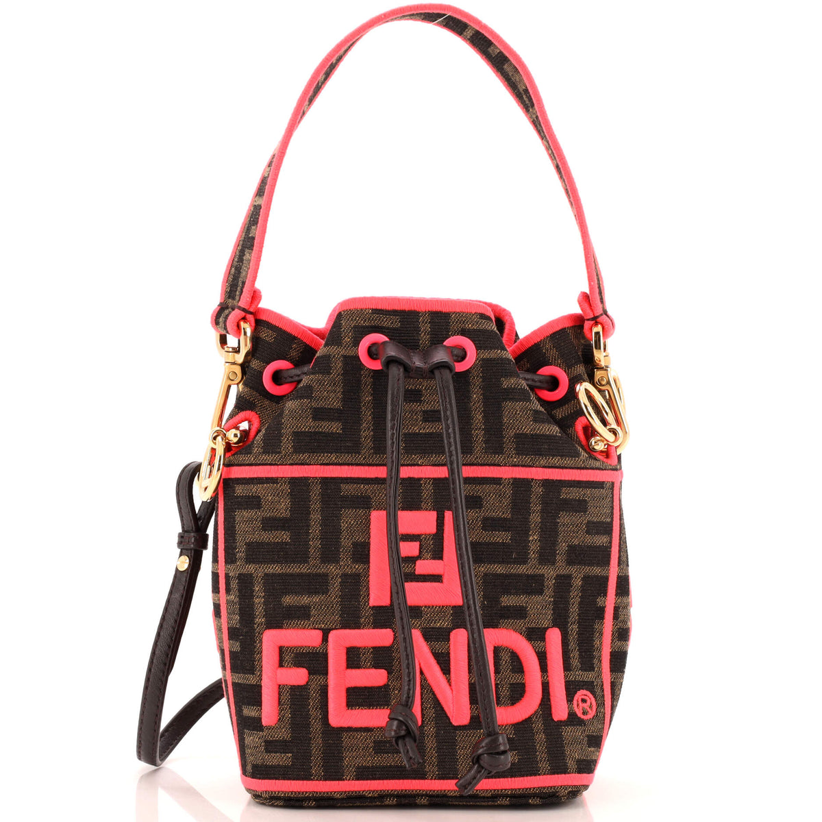 Fendi FENDI Roma Amor Mon Tresor Bucket Bag Embroidered Zucca Canvas Mini