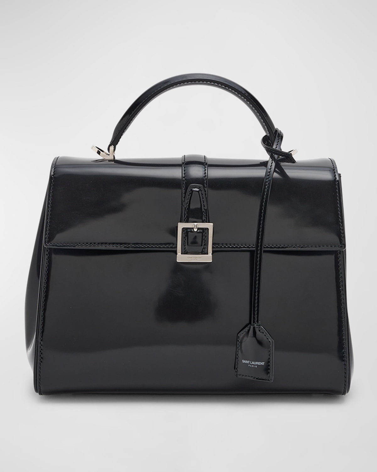 Saint Laurent Le Fermoir Small Top-Handle Bag in Spazzolato Leather