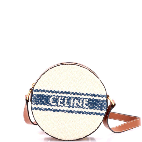 CELINE Plein Soleil Round Purse on Strap Canvas with Leather