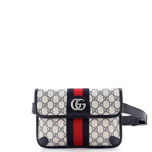 GUCCI Ophidia Flap Belt Bag GG Coated Canvas with Leather