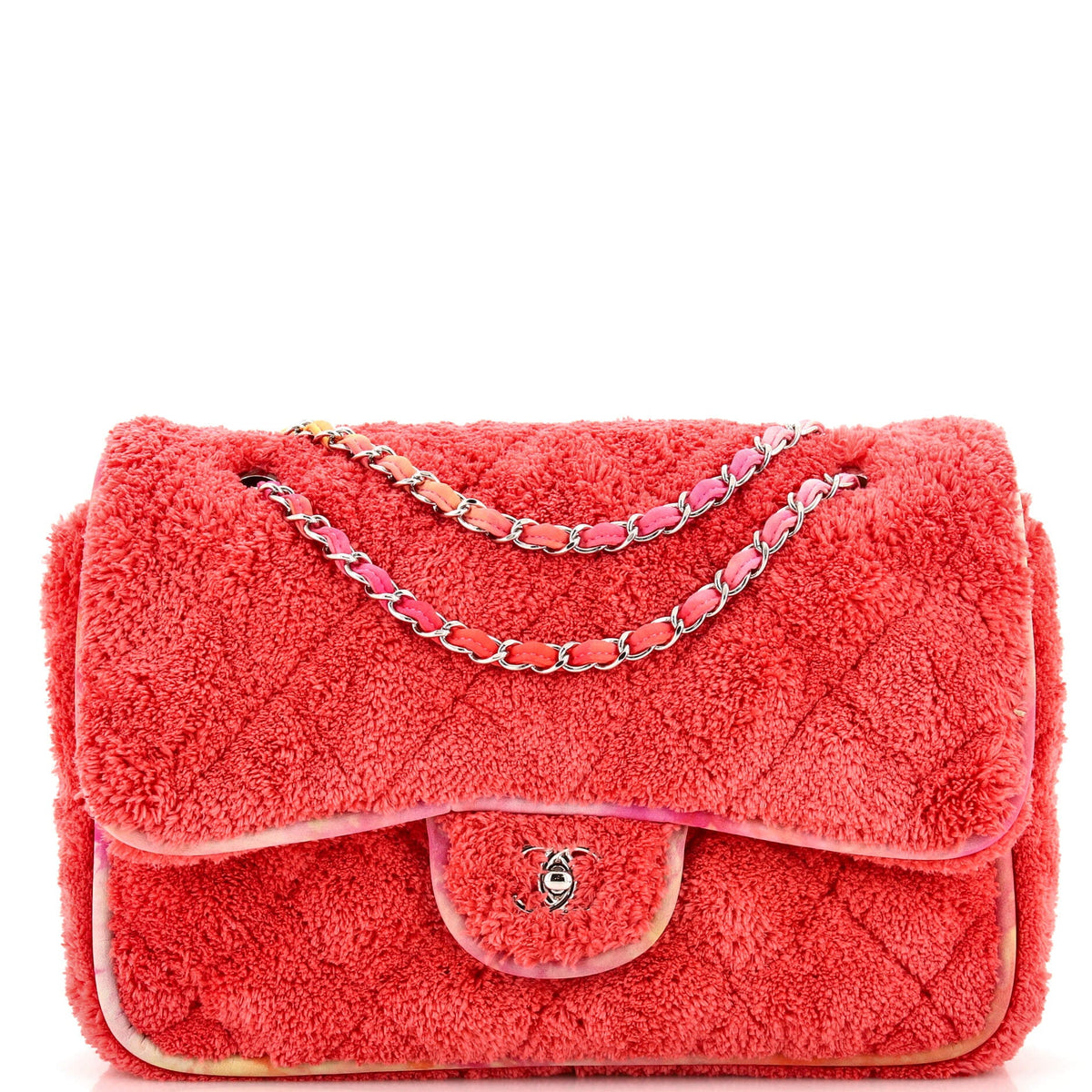 Chanel CHANEL Classic Single Flap Bag Quilted Terry Cloth and Ribbon Jumbo