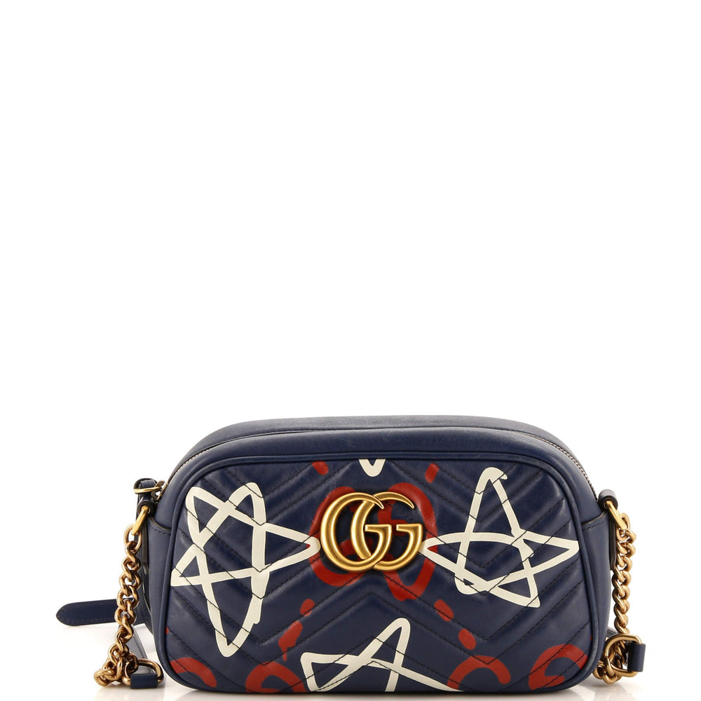 GUCCI GG Marmont Shoulder Bag GucciGhost Matelasse Leather Small