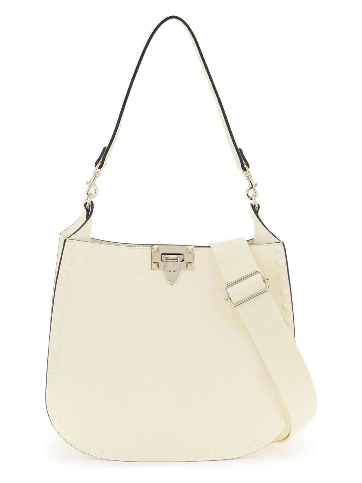 Valentino Garavani Women's Rockstud Hobo Bag in Bianco | 4W2B0N04FQY