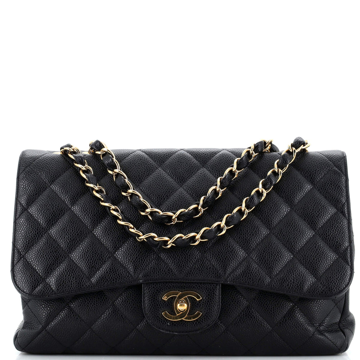 Chanel CHANEL Vintage Classic Single Flap Bag Quilted Caviar Jumbo