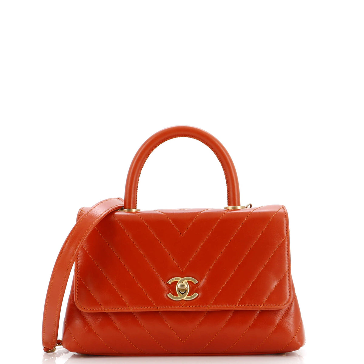 Chanel CHANEL Coco Top Handle Bag Chevron Calfskin Mini