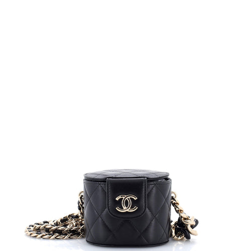CHANEL Resin Elegant Chain Tubular Vanity Case Quilted Lambskin Mini