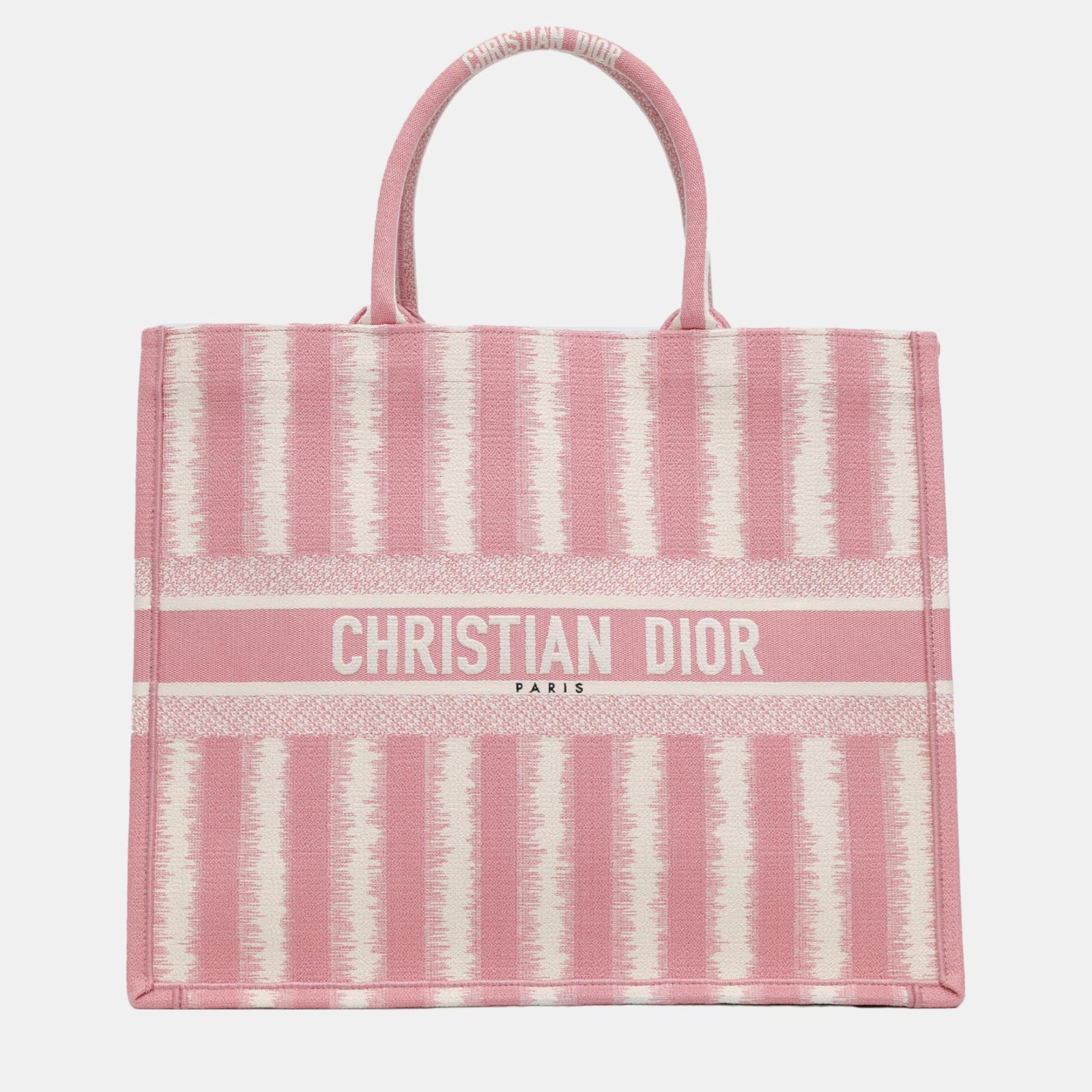 Dior Grand sac fourre-tout à rayures en toile rose