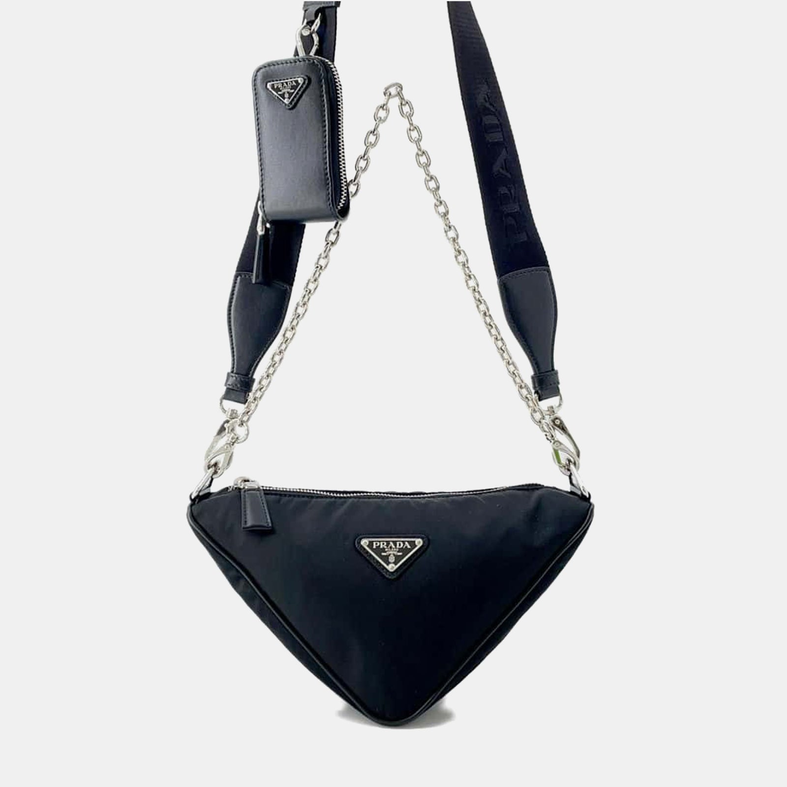 Prada Schwarze Triangolo-Umhängetasche aus Nylon