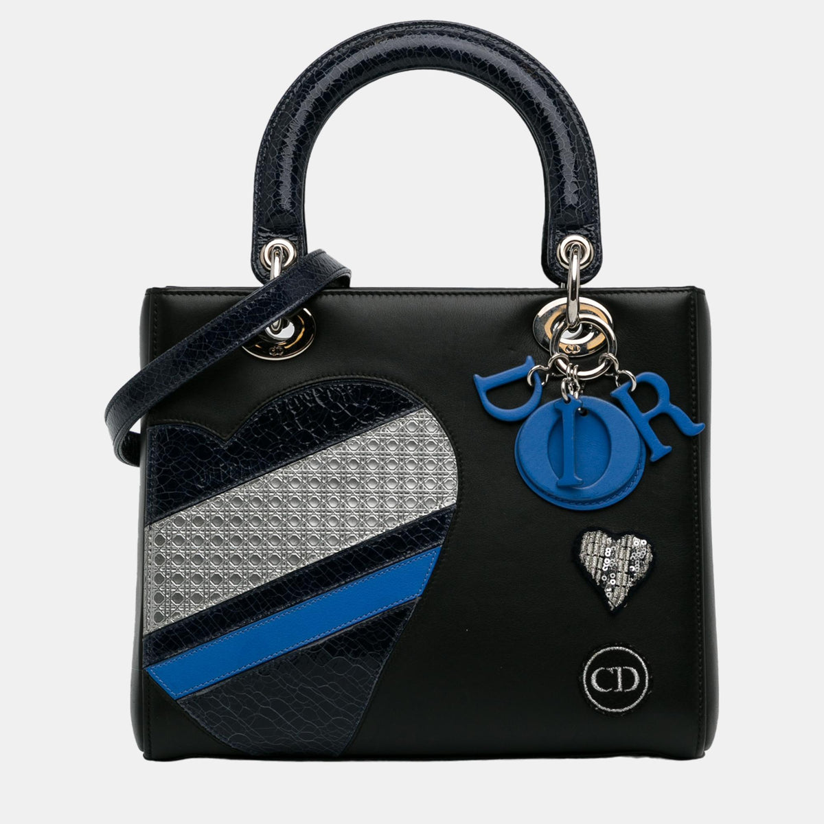 Dior Black Medium Calfskin Patch Embellished Lady Dior