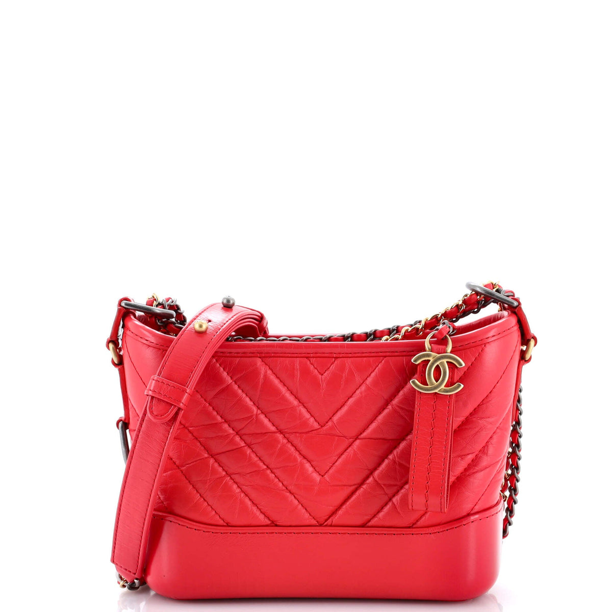 Chanel CHANEL Gabrielle Hobo Chevron Aged Calfskin Small