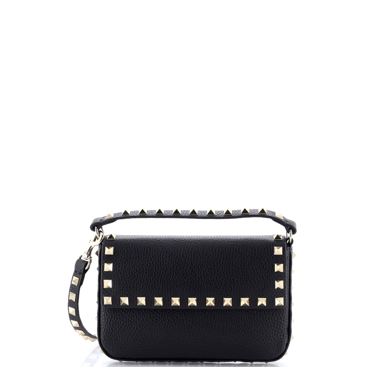 Valentino VALENTINO GARAVANI Rockstud Top Handle Crossbody Pouch Leather Mini