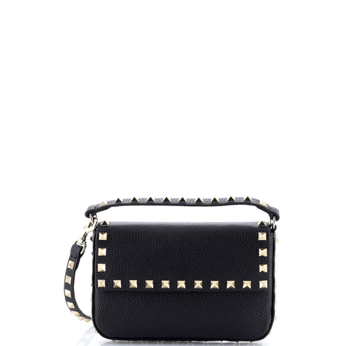 VALENTINO GARAVANI Rockstud Top Handle Crossbody Pouch Leather Mini