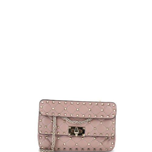VALENTINO GARAVANI Rockstud Spike Flap Bag Quilted Leather Small