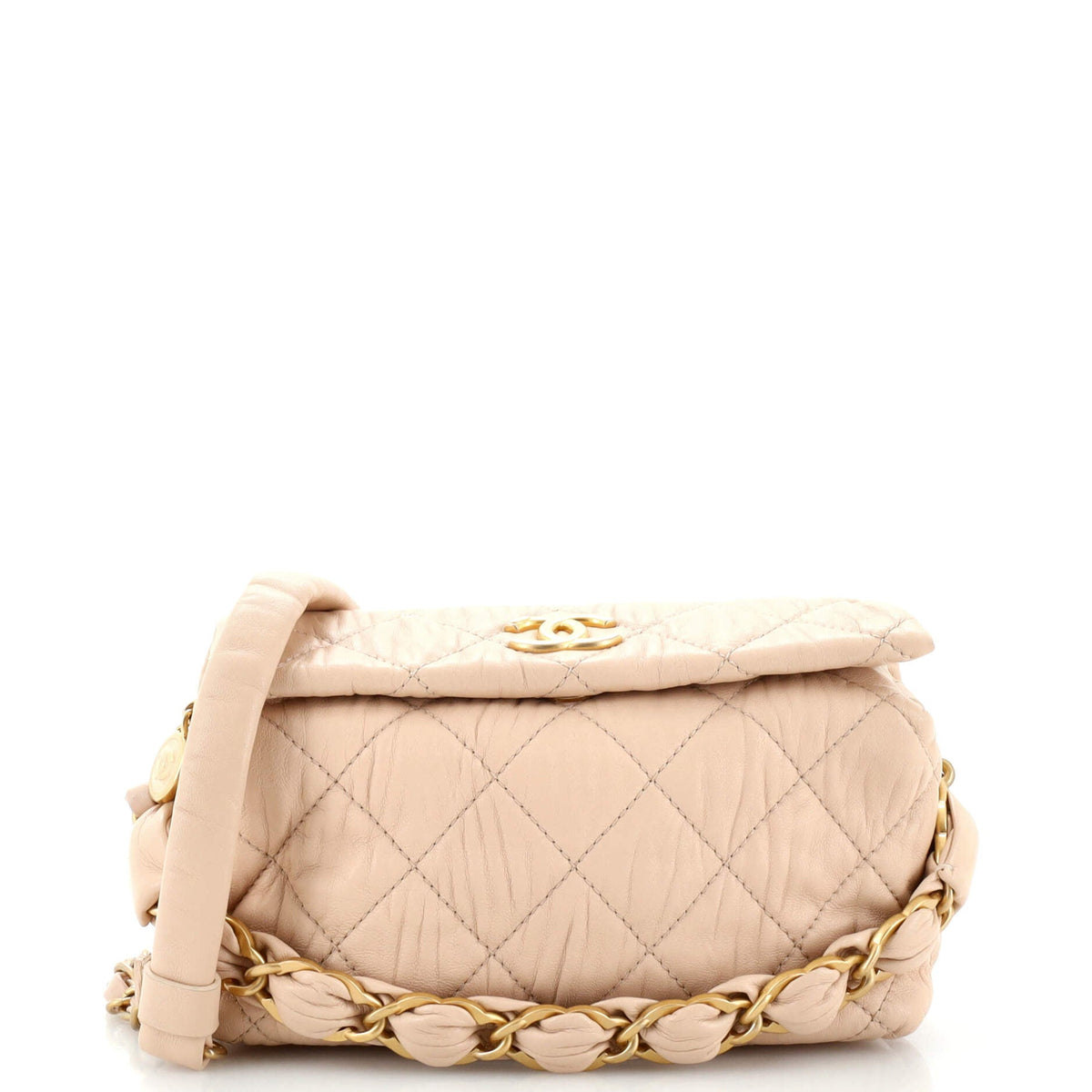 Chanel CHANEL CC Links Hobo Quilted Crumpled Lambskin Small