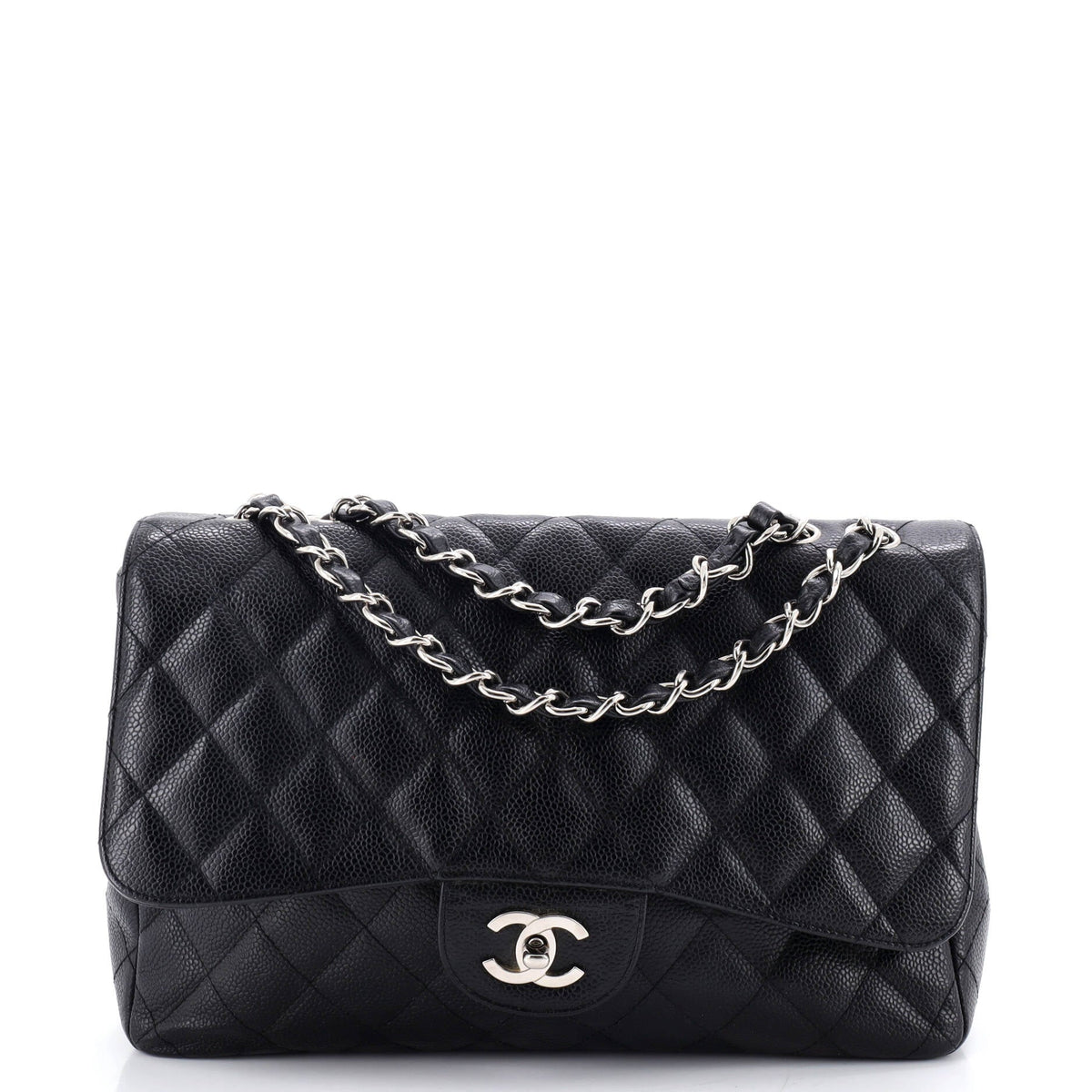 Chanel CHANEL Vintage Classic Single Flap Bag Quilted Caviar Jumbo