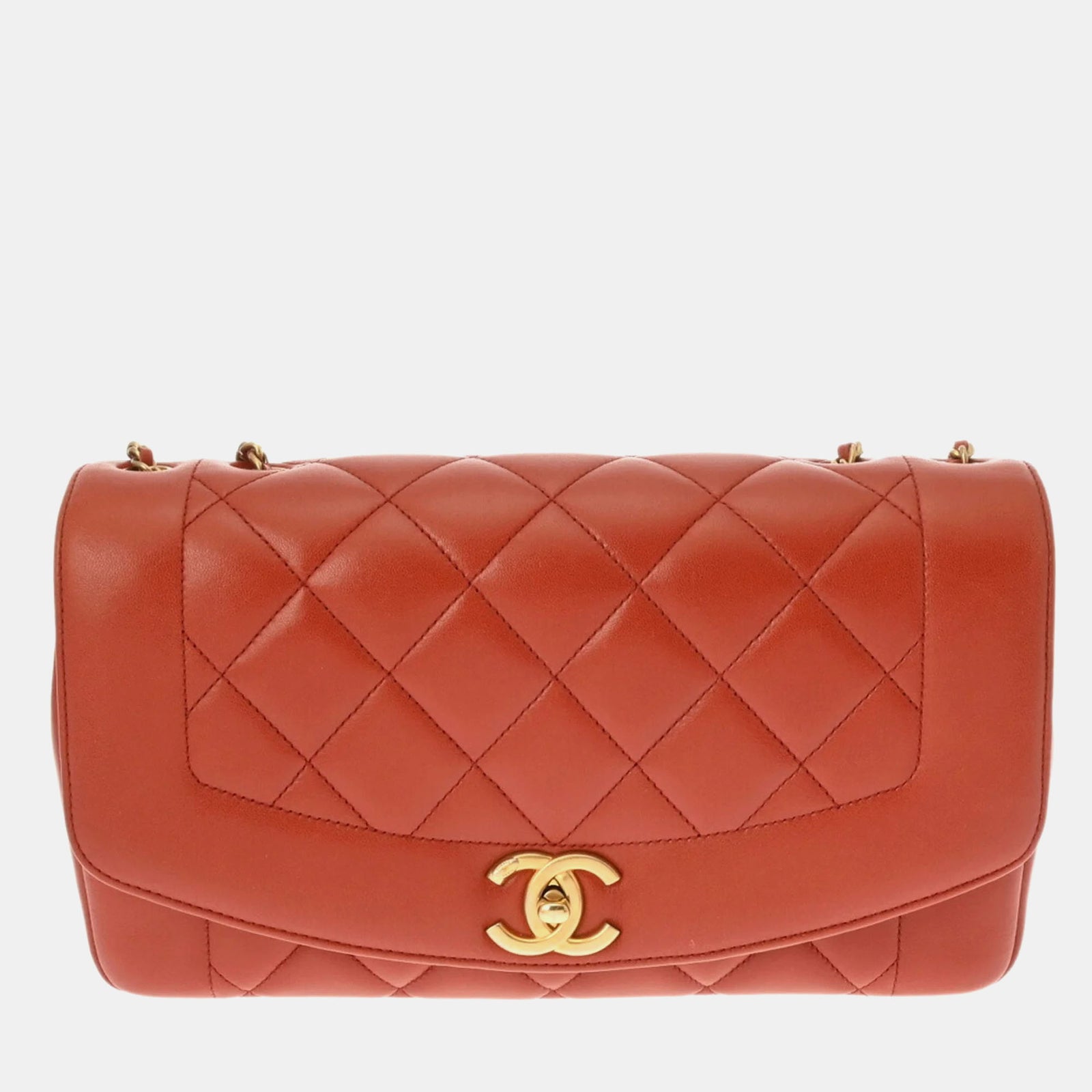 Chanel Sac à bandoulière Diana vintage en cuir d'agneau marron