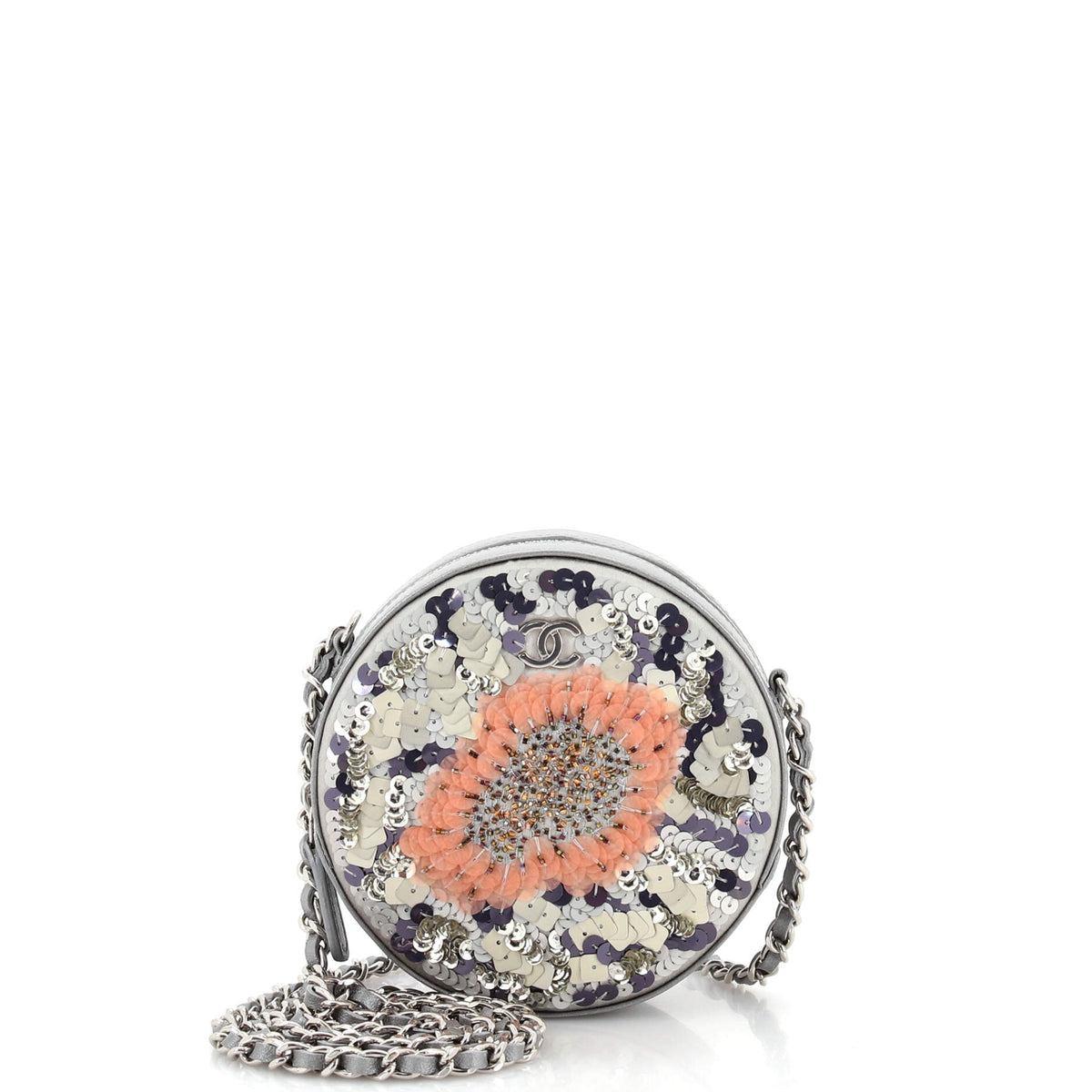 Chanel CHANEL Round Clutch with Chain Sequins Mini