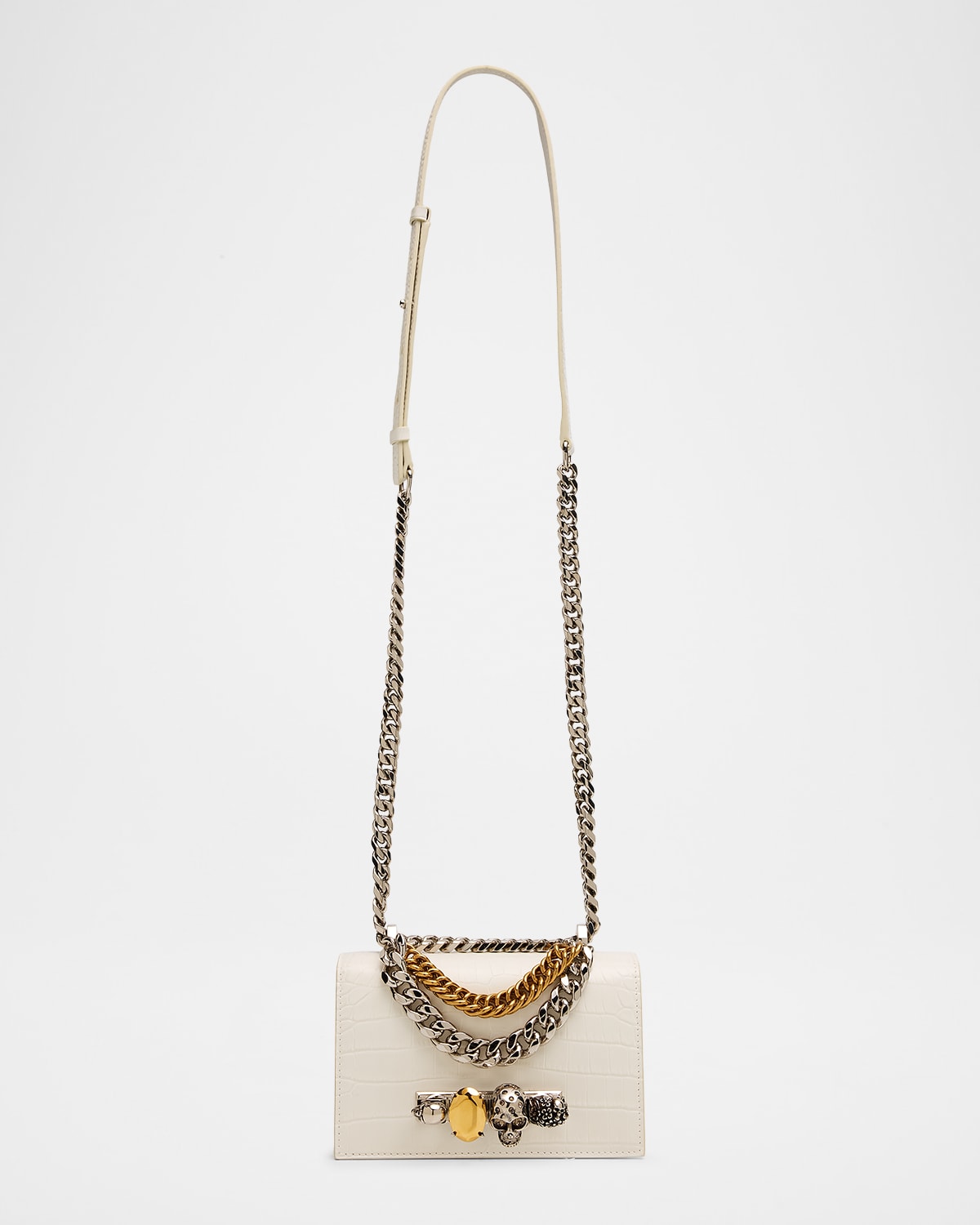 Boss Mini Jeweled Croc-Embossed Satchel Bag