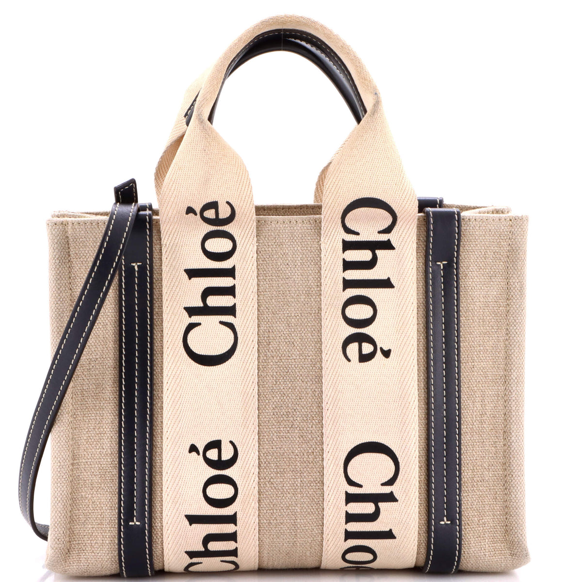 Chloe CHLOE Woody Convertible Tote Canvas with Leather Small