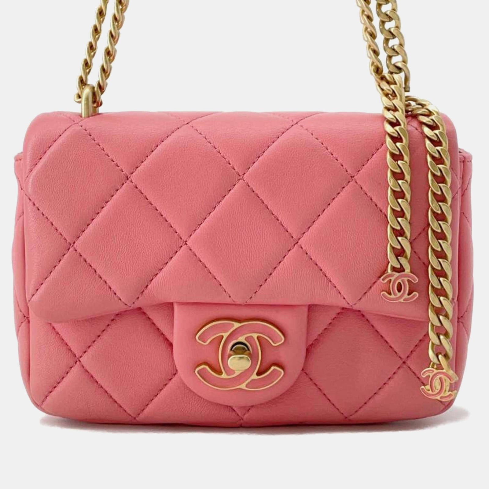 Chanel Kleine quadratische Umhängetasche aus rosa Leder