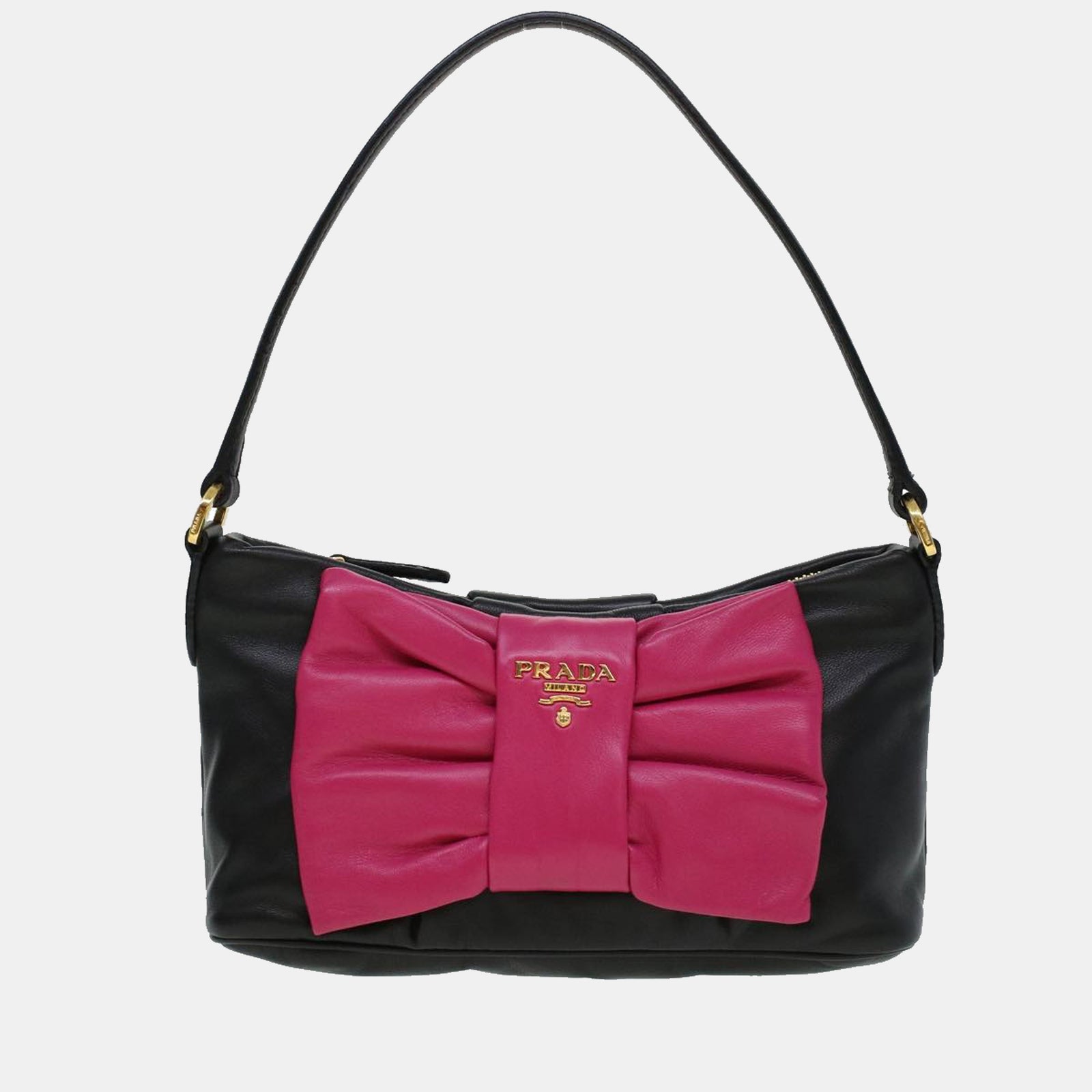 Prada Black Leather Ribbon Handbag