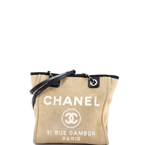 CHANEL North South Deauville Tote Canvas Small