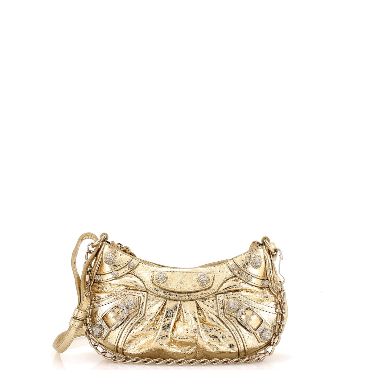 Balenciaga Le Cagole Giant Studs Shoulder Bag Leather with Crystals Mini