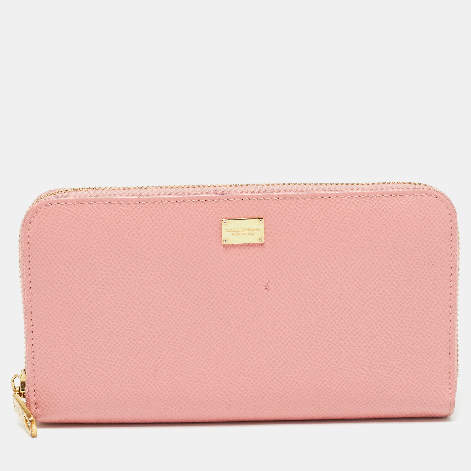 Dolce & Gabbana Pink Leather Zip Around Wallet