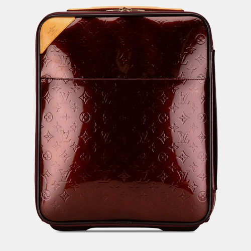 Brown/Red Monogram Vernis Leaher Pegase 45 Bag