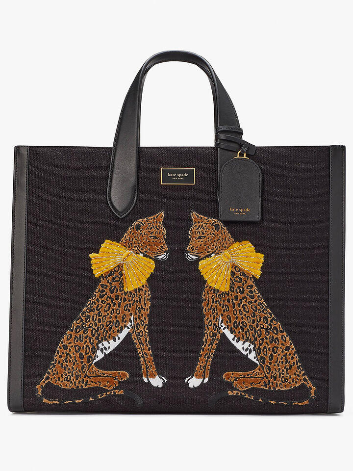 Kate Spade Au Manhattan Lady Leopard Embroidered Large Tote