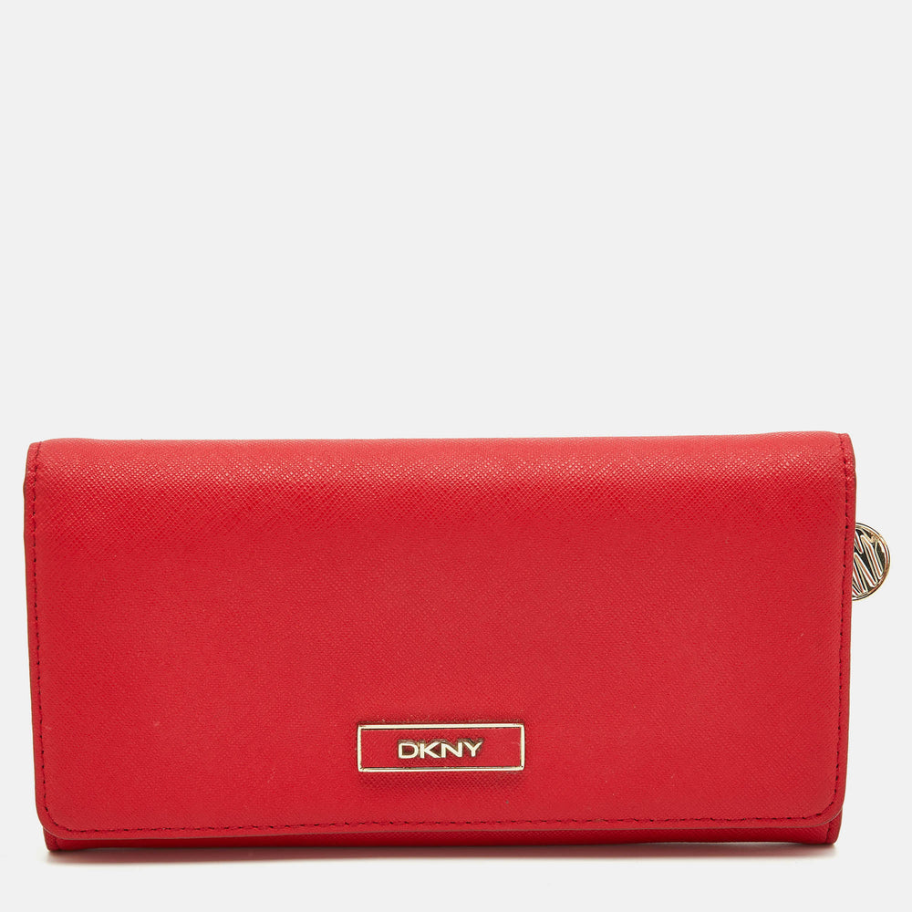 DKNY Red Leather Flap Continental Wallet