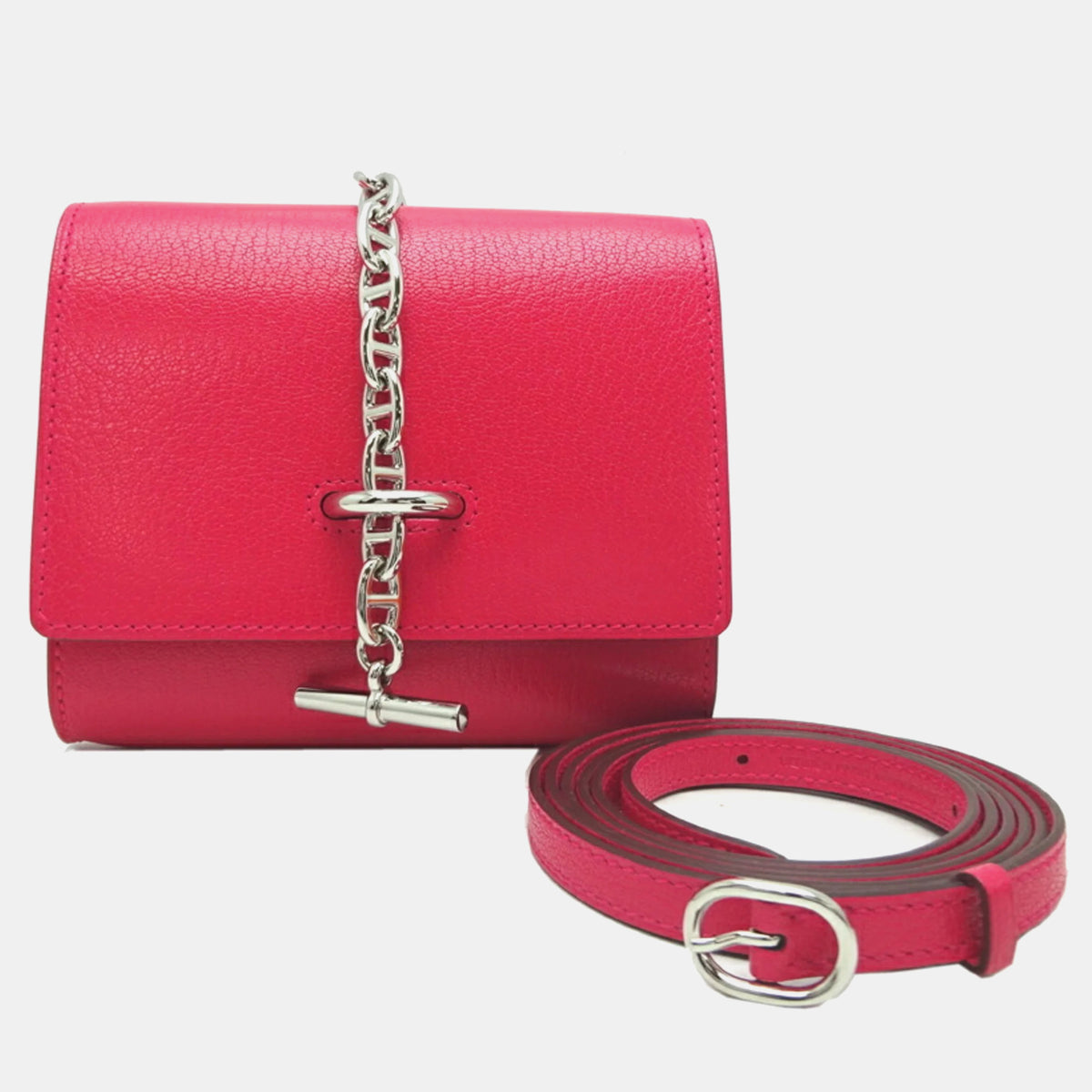 Hermès Mysore Rose Chevre Extreme Chaine d'Ancre Compact Bi-fold Wallet