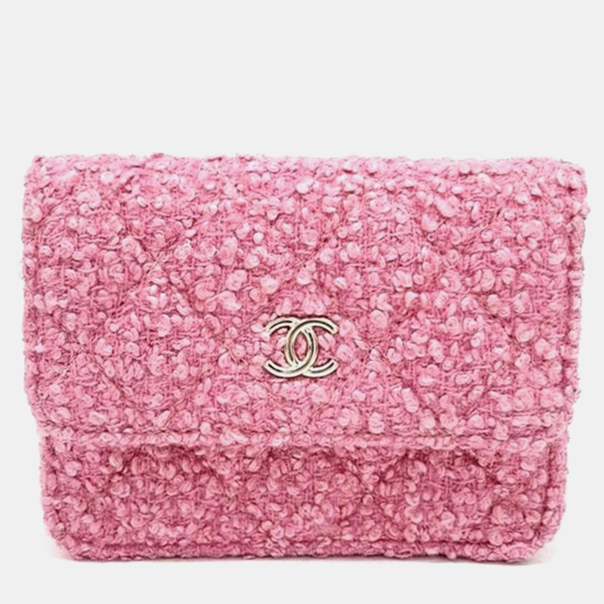 Chanel Pink Tweed Mini Chain Belt Bag
